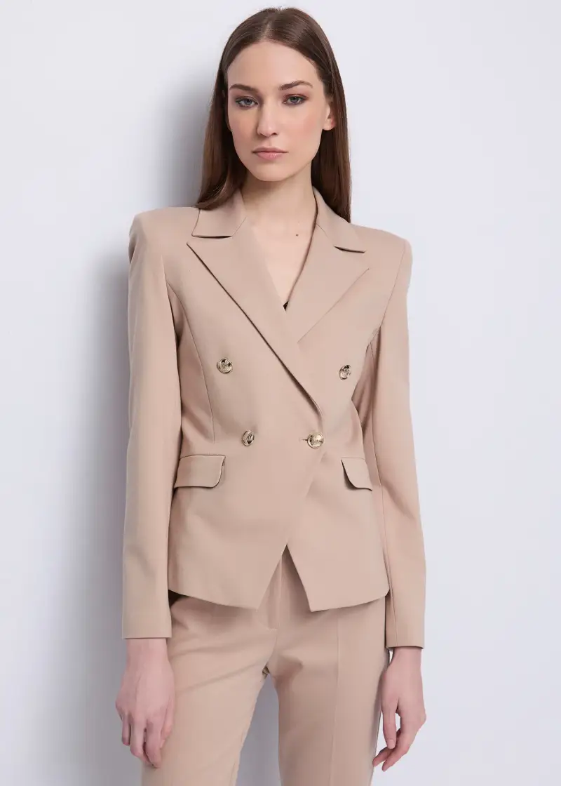 Fashion Blazer beige da donna con bottoni dorati Naturale