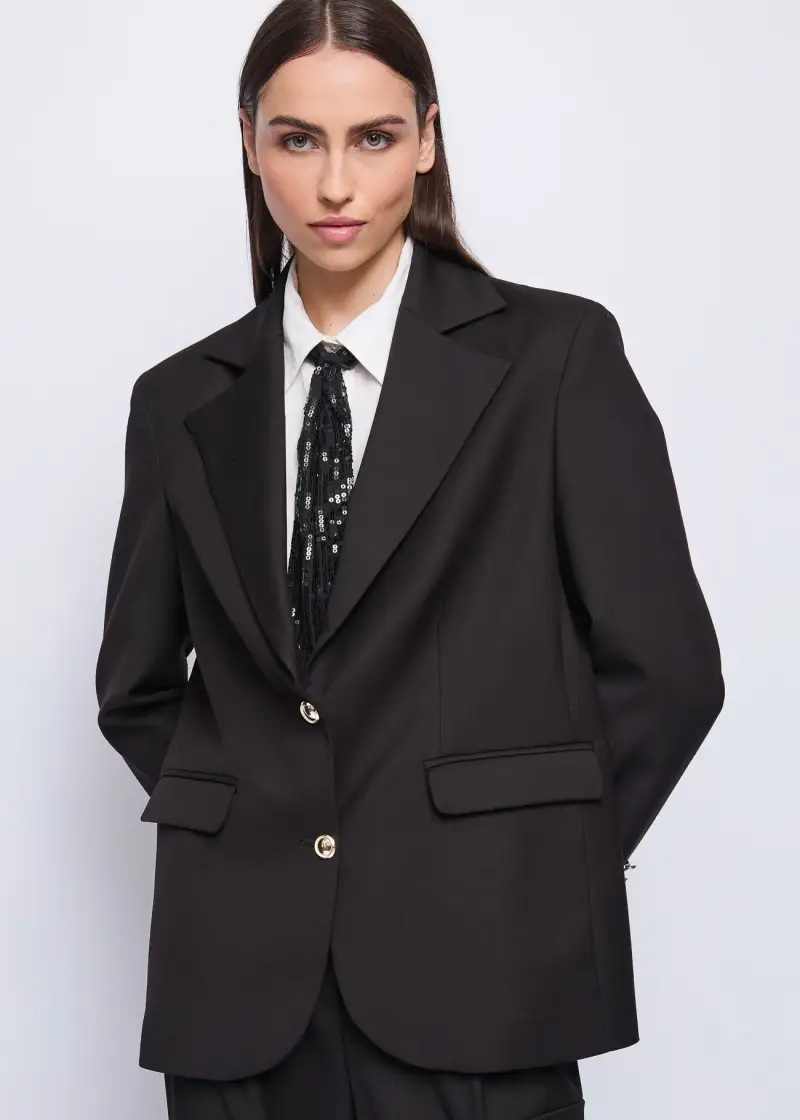 Fashion Blazer da donna con bottoni dorati Nero