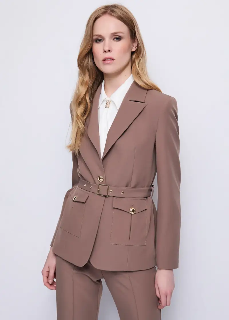 Fashion Blazer da donna in tessuto tecnico Marrone