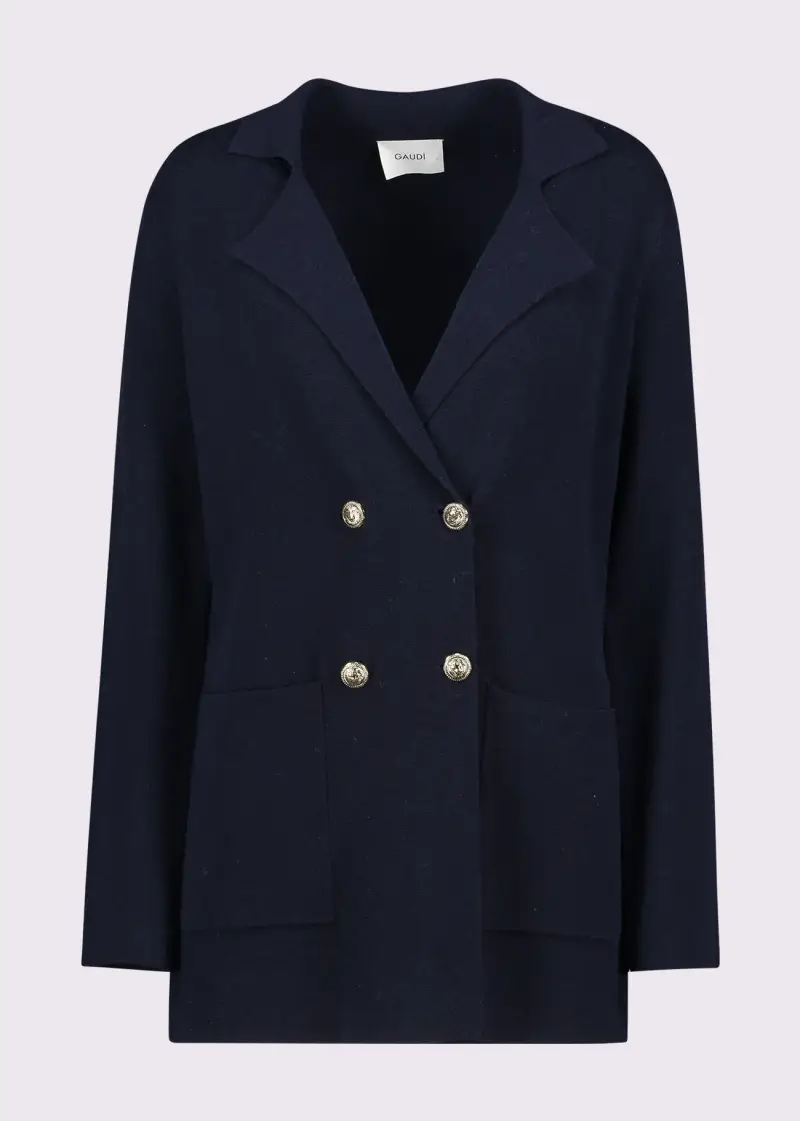 Fashion Blazer doppiopetto da donna in maglia Blu