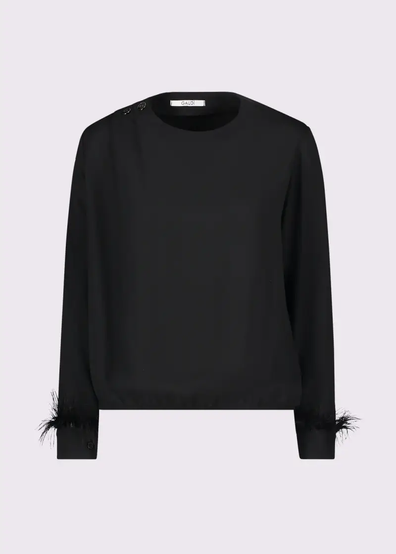 Fashion Blusa da donna in georgette Nero