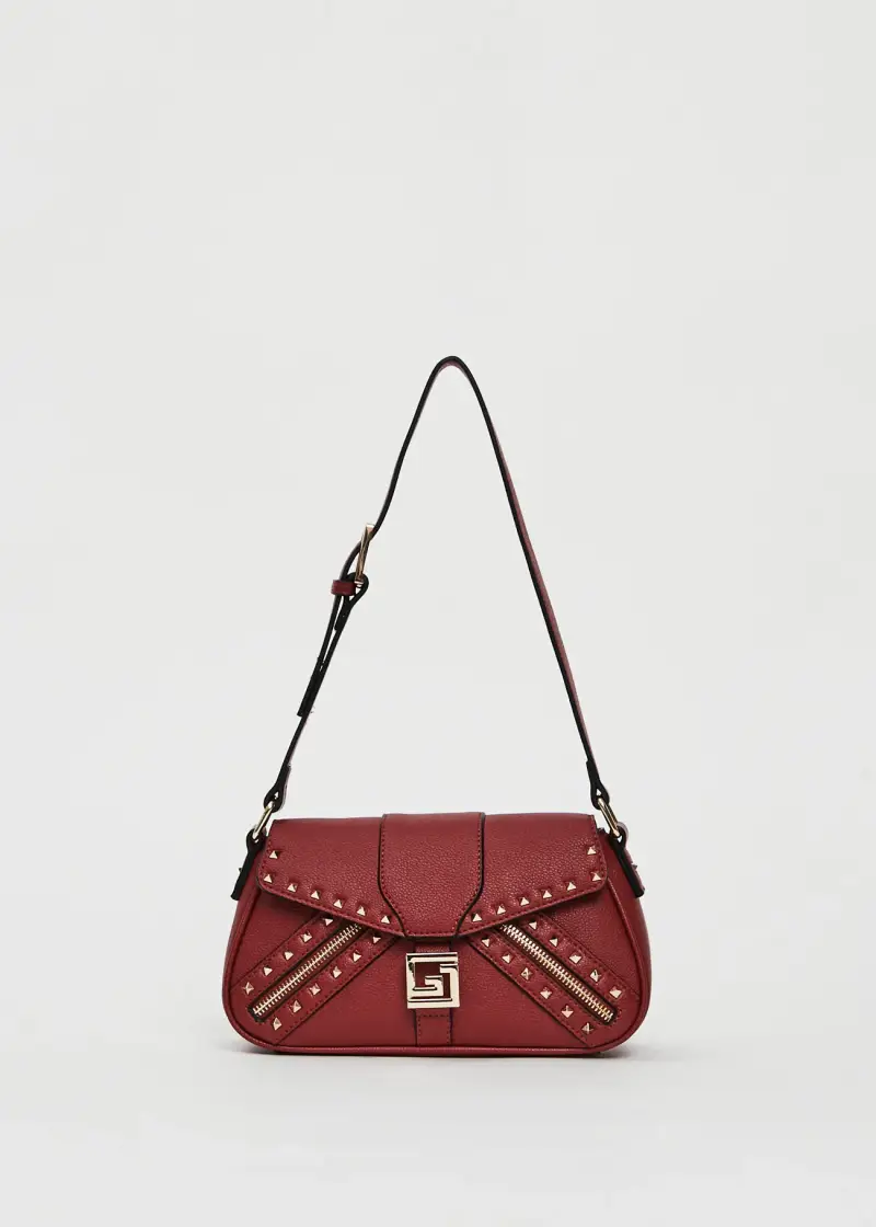 Fashion Borsa a spalla bordeaux con borchie Multicolore