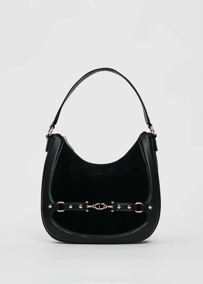 Fashion Borsa hobo nera in suede Multicolore