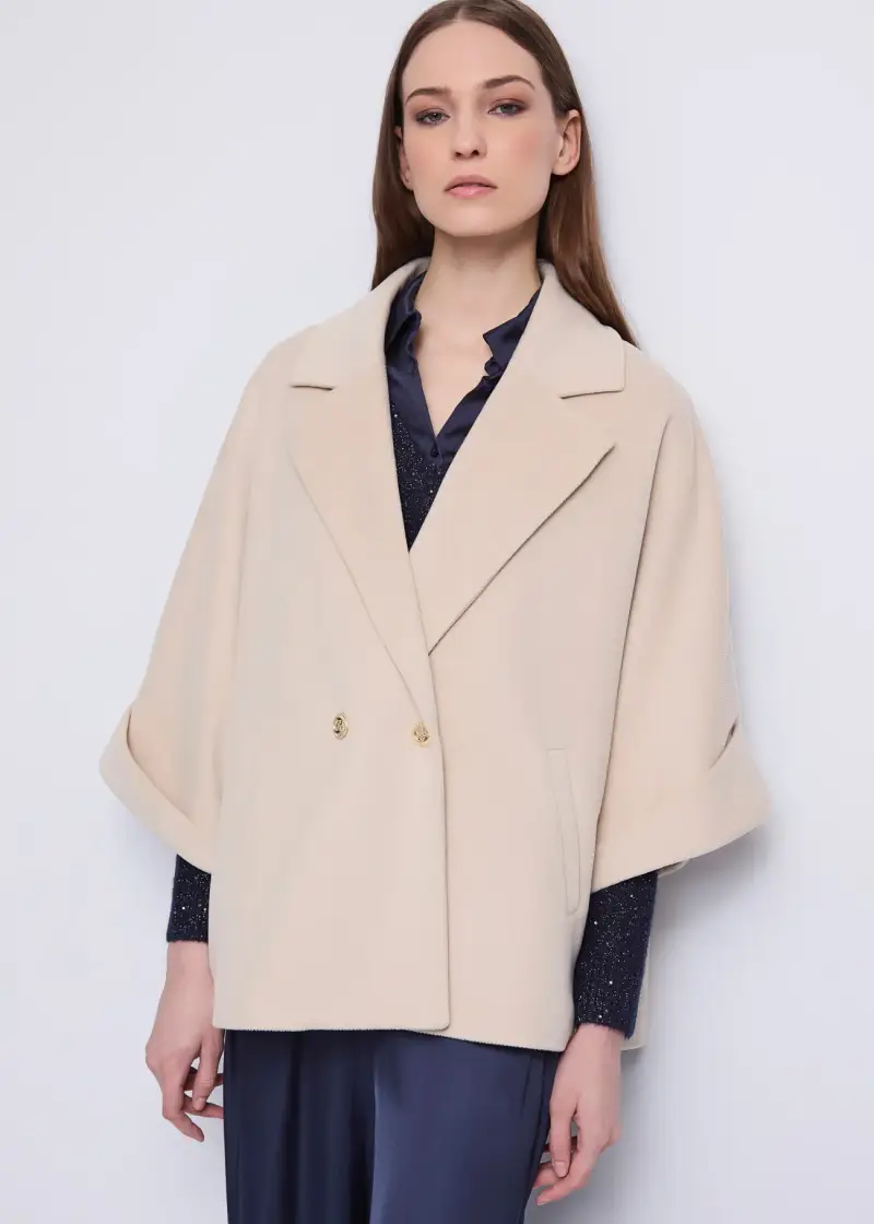 Fashion Caban beige da donna in panno Naturale