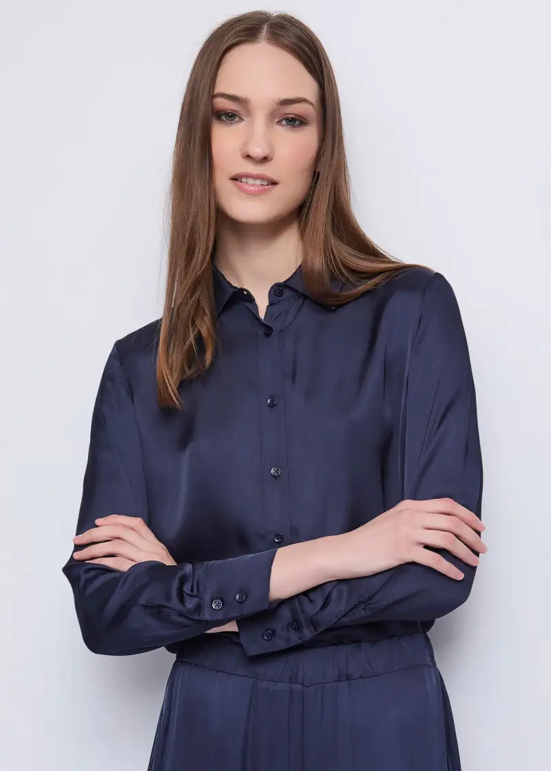 Fashion Camicia da donna con maniche lunghe Blu