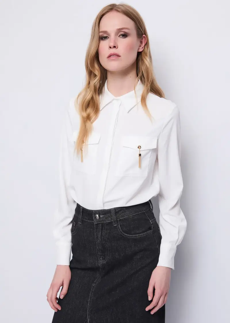 Fashion Camicia da donna in crêpe de chine Bianco