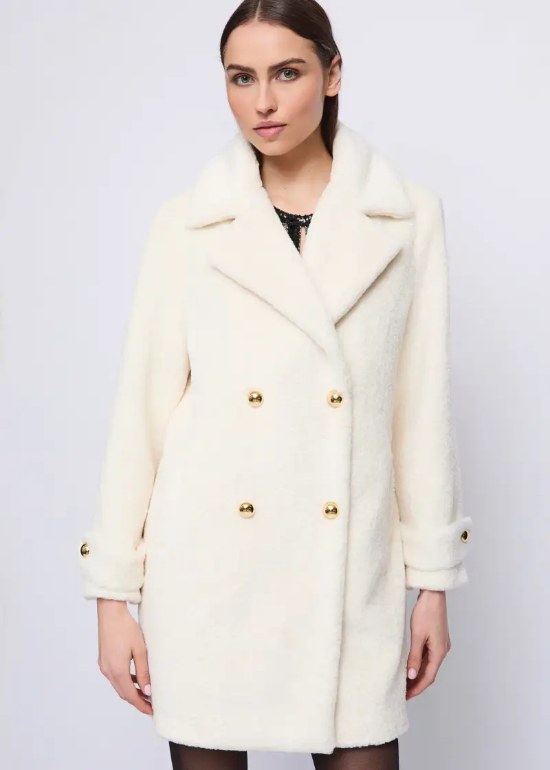 Fashion Cappotto bianco da donna in pelliccia sintetica Naturale