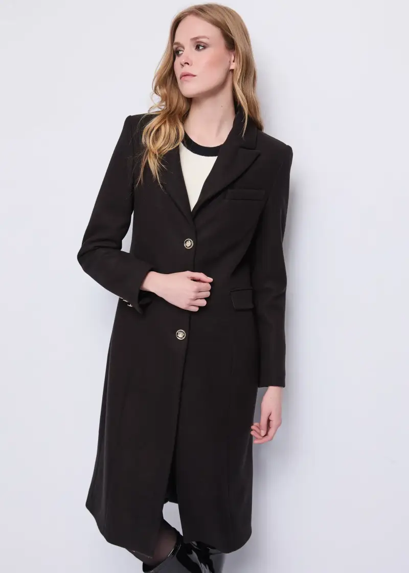 Fashion Cappotto da donna in panno di lana Nero