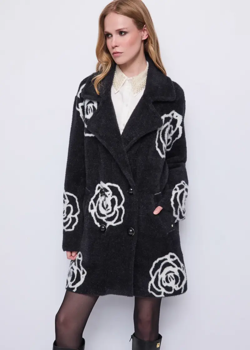 Fashion Cappotto da donna jacquard Multicolore