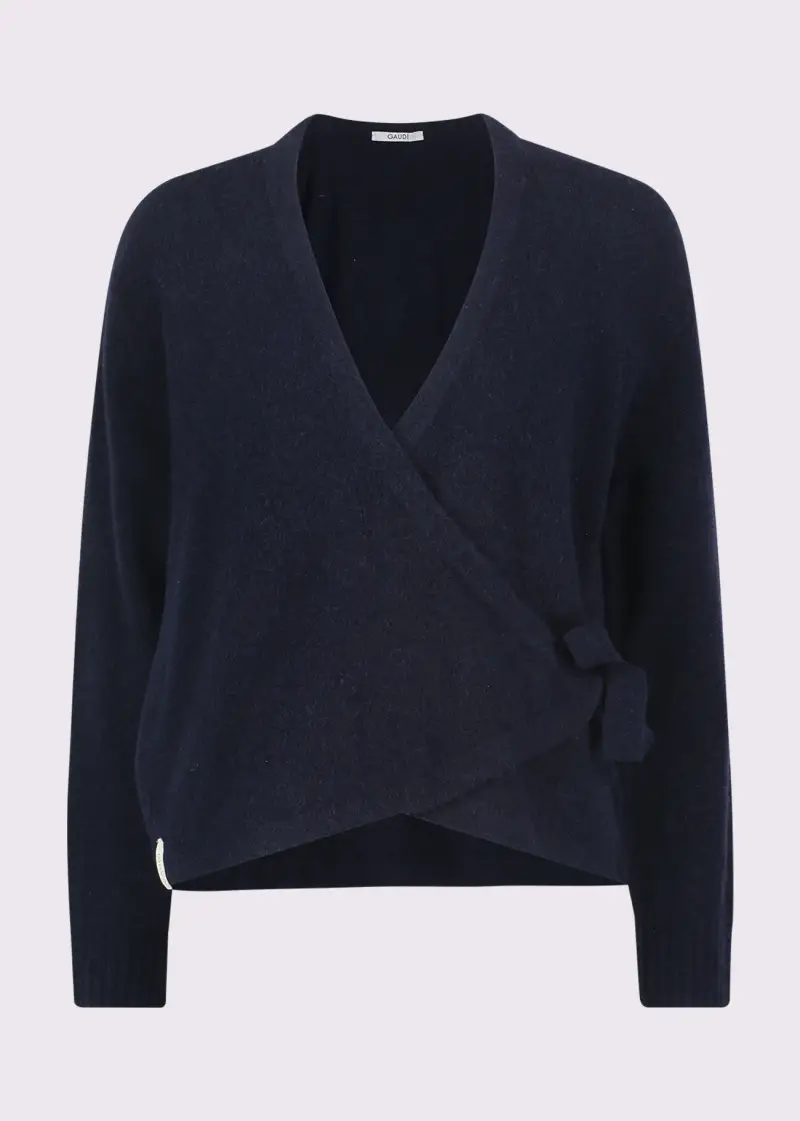 Fashion Cardigan blu da donna con fiocco