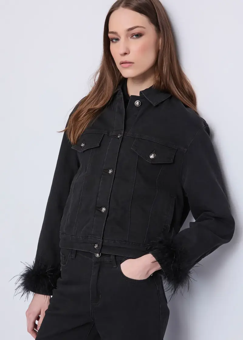 Fashion Giacca da donna in denim di cotone Multicolore