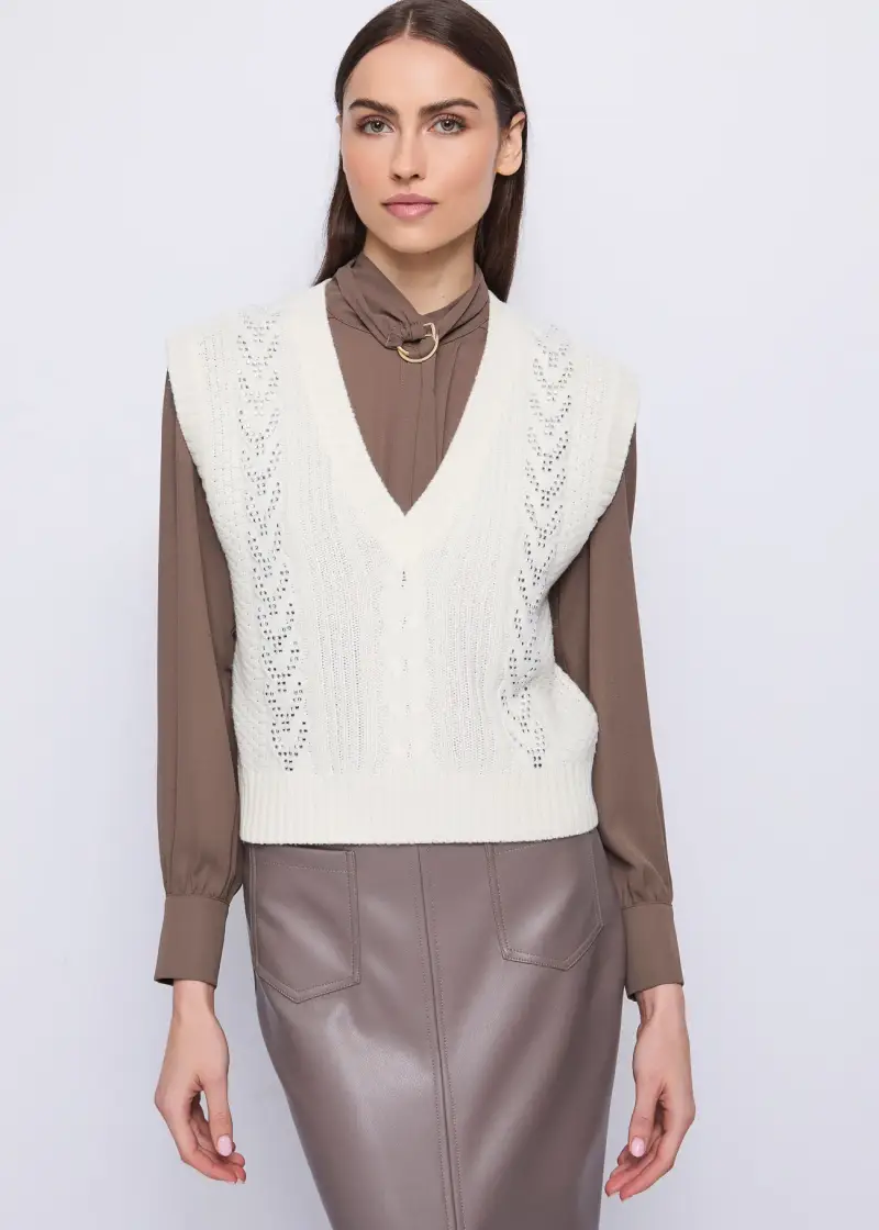 Fashion Gilet da donna con strass Naturale