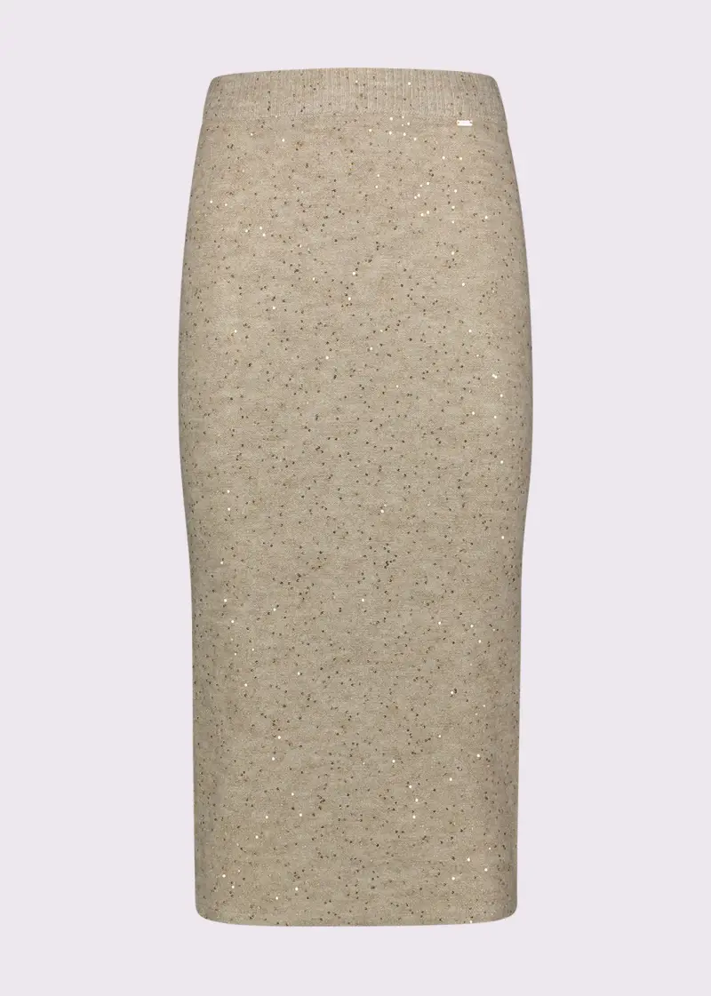 Fashion Gonna longuette beige con paillettes Naturale