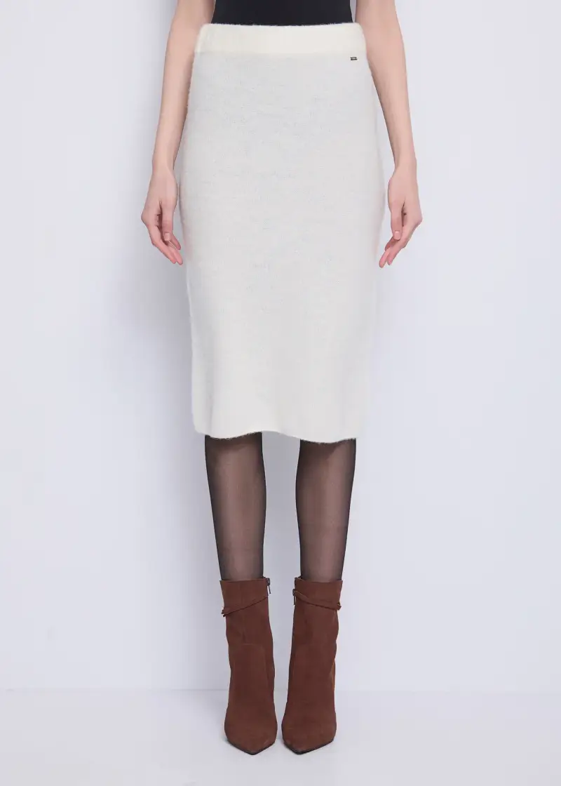 Fashion Gonna longuette bianca in filato Naturale