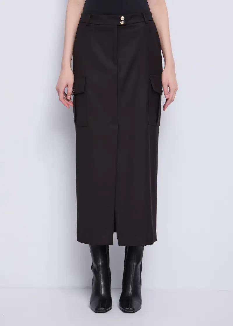 Fashion Gonna lunga con tasche cargo Nero