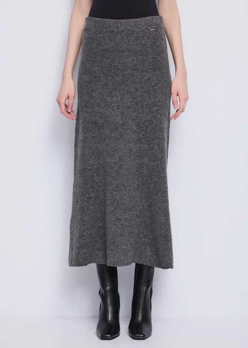 Fashion Gonna lunga in filato di lana Nero