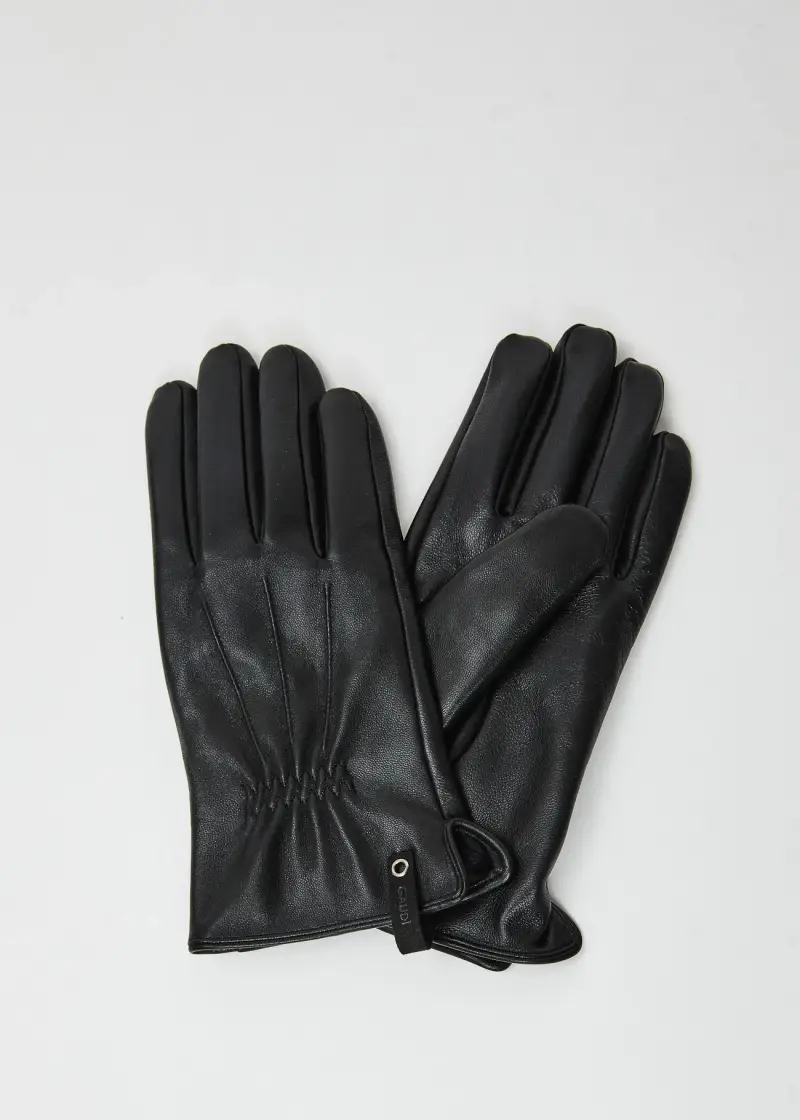 Fashion Guanti neri in pelle Multicolore