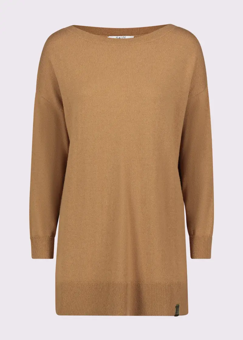 Fashion Maglia beige da donna con scollo a barca Marrone