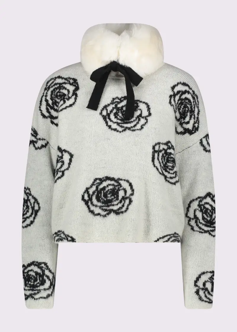 Fashion Maglia bianca da donna con motivo jacquard Multicolore