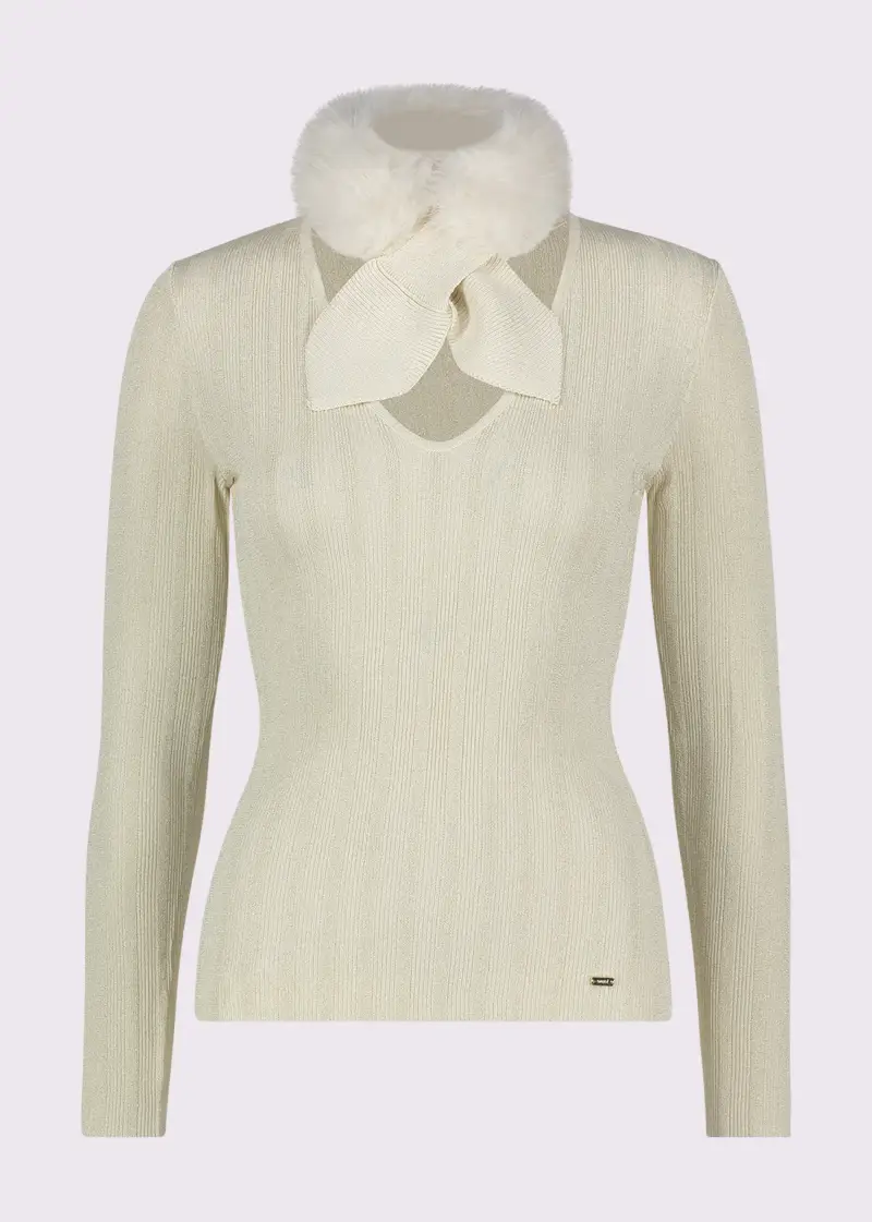 Fashion Maglia bianca da donna in filato lurex Naturale