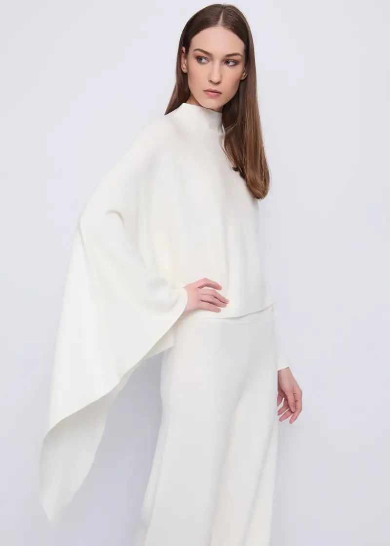 Fashion Maglia da donna con collo alto e manica a kimono Naturale