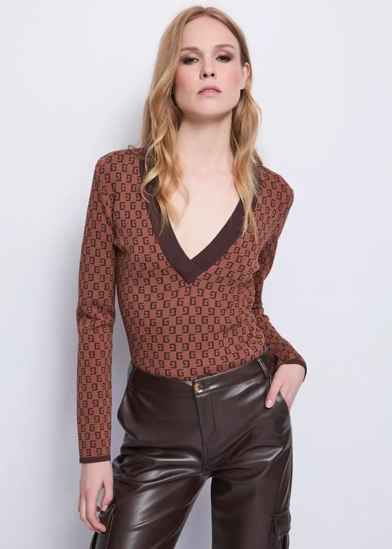 Fashion Maglia da donna con logo jacquard Multicolore