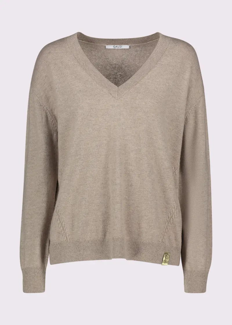 Fashion Maglia da donna con scollo a V Naturale