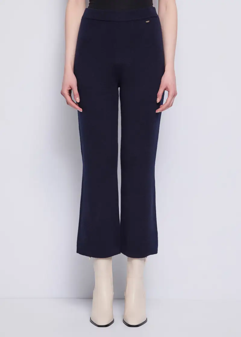 Fashion Pantaloni cropped da donna in filato Blu