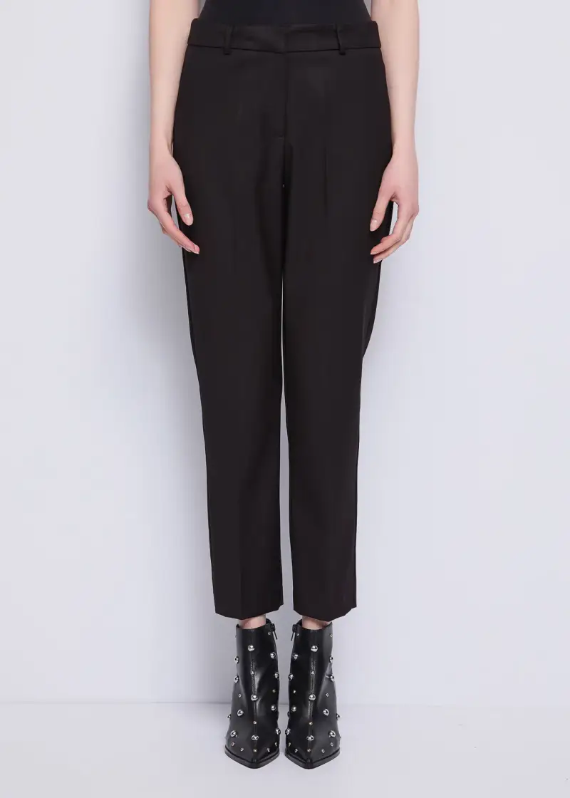 Fashion Pantaloni da donna a vita alta con pinces Nero