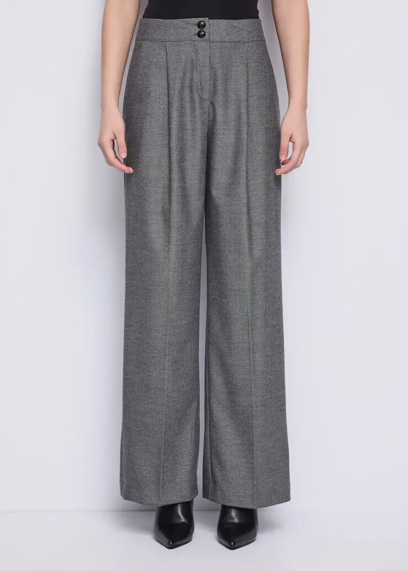 Fashion Pantaloni da donna chevron a vita alta con piega Multicolore