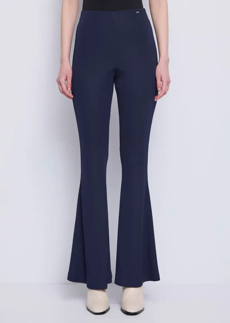 Fashion Pantaloni flare da donna in jersey crêpe Blu