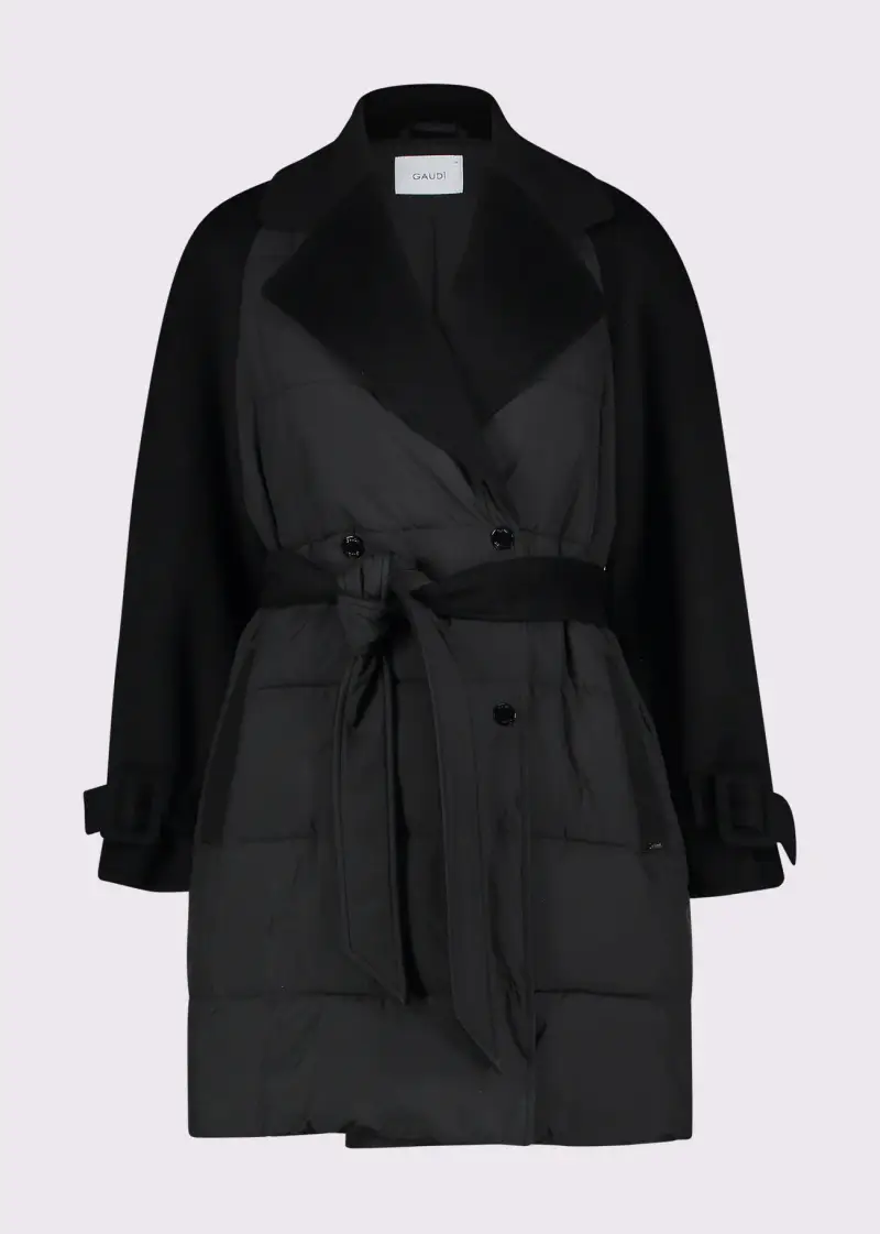 Fashion Piumino doppiopetto da donna con cintura Nero