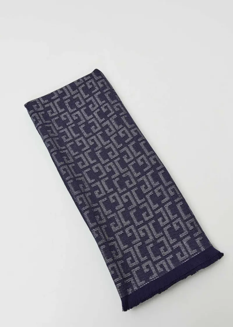 Fashion Sciarpa blu con logo Multicolore