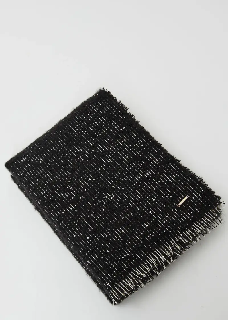 Fashion Sciarpa nera con paillettes Multicolore