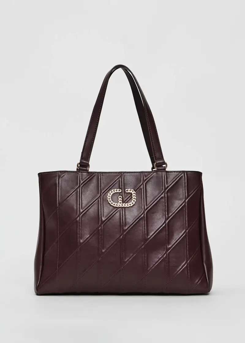 Fashion Shopping bag marrone in similpelle Multicolore