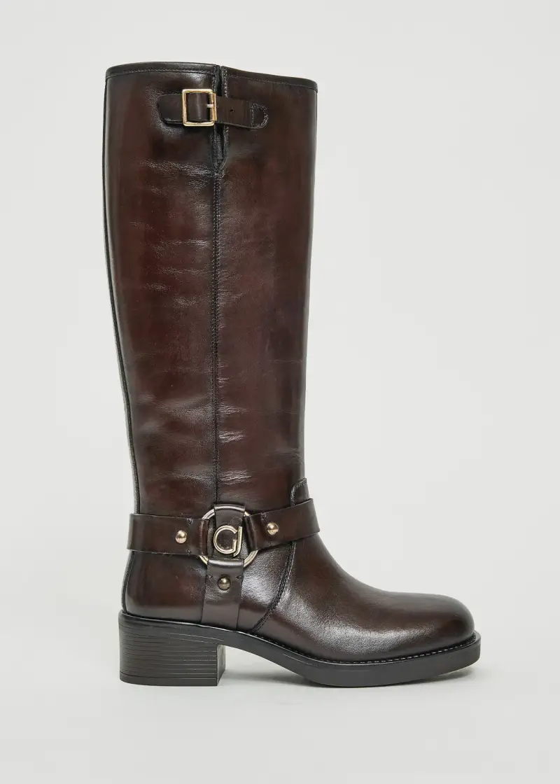 Fashion Stivale marrone in vera pelle Multicolore