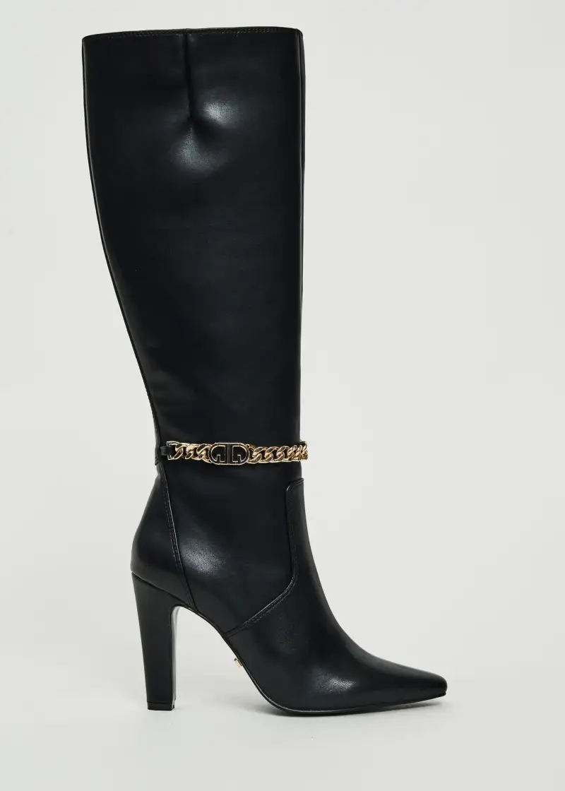 Fashion Stivali neri con catena Multicolore