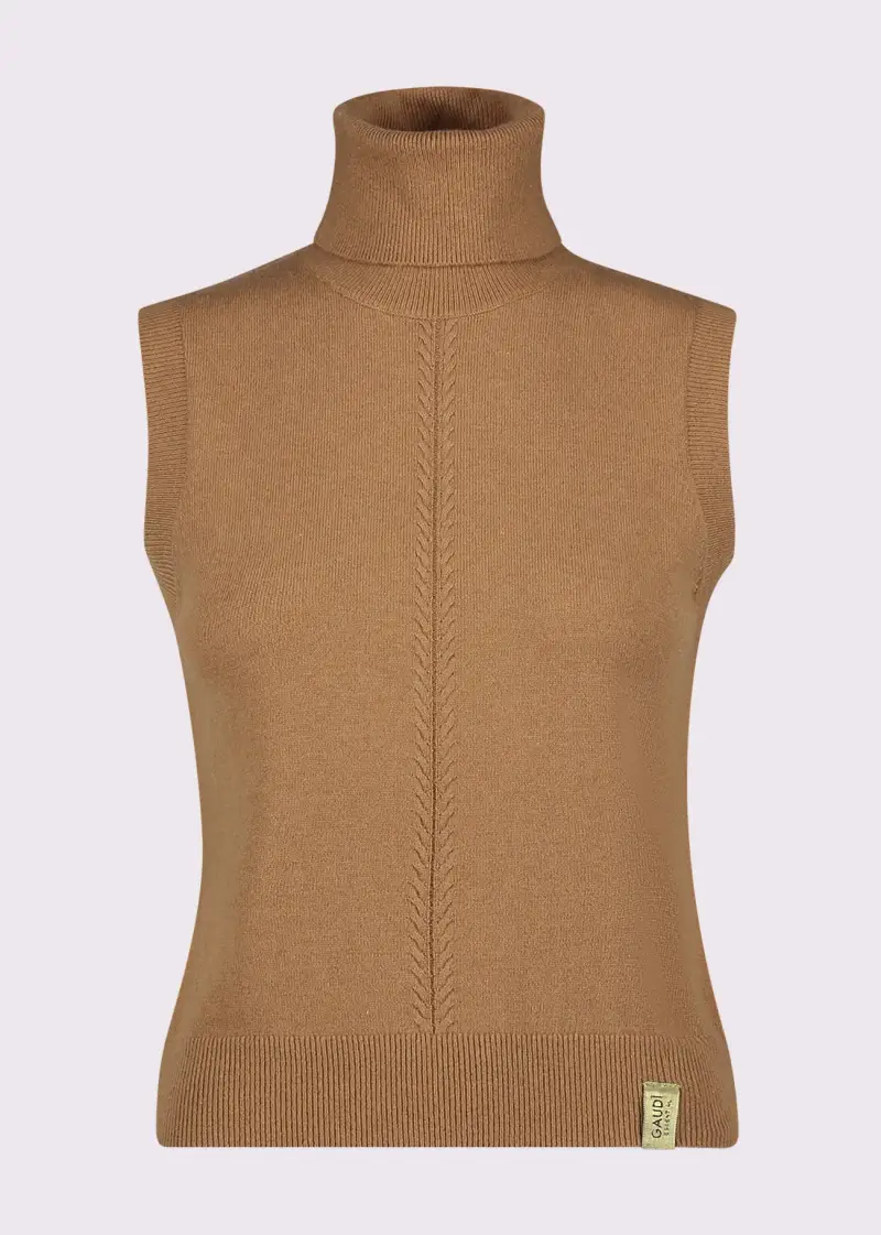 Fashion Top da donna con collo dolcevita Marrone