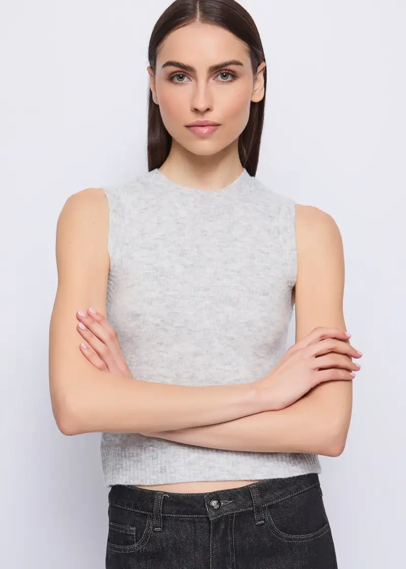 Fashion Top grigio da donna in filato Nero