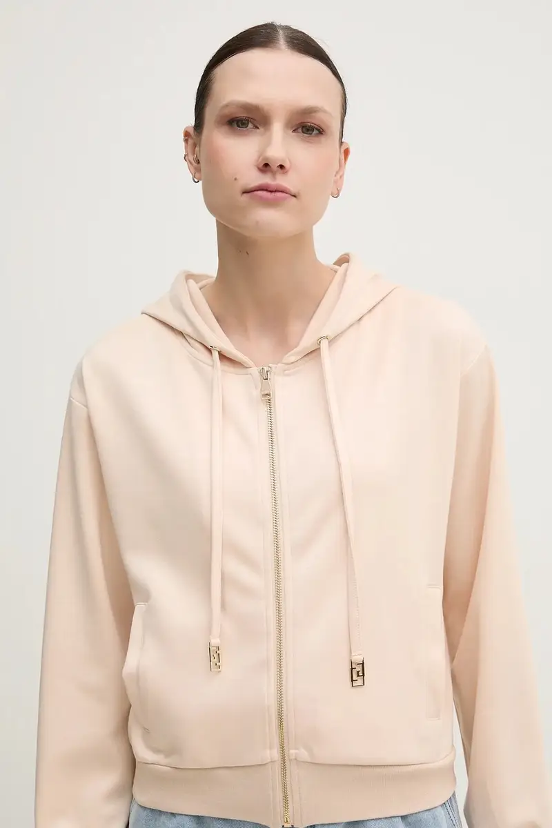 felpa donna colore beige con cappuccio 511BD64003 miniatura 4