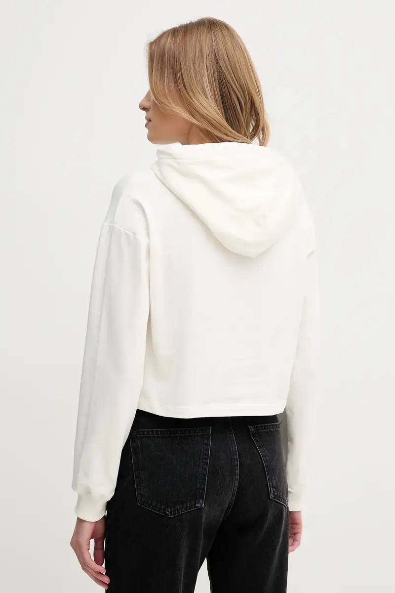 felpa donna colore beige con cappuccio con applicazione 511BD64033 miniatura 3