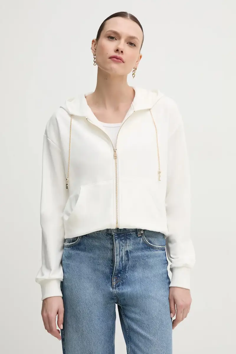 felpa donna colore bianco con cappuccio 511BD64001