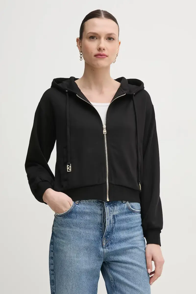felpa donna colore nero con cappuccio 511BD64003