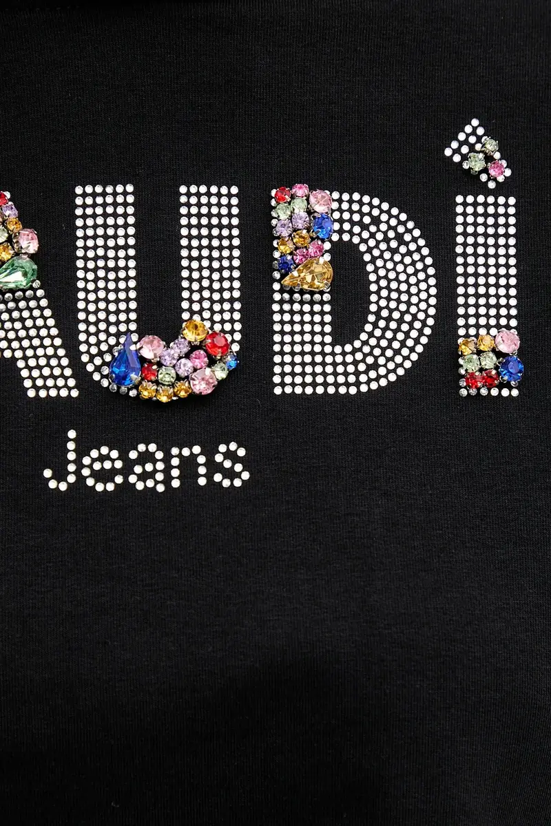 felpa donna colore nero con cappuccio con applicazione 511BD64033 miniatura 5