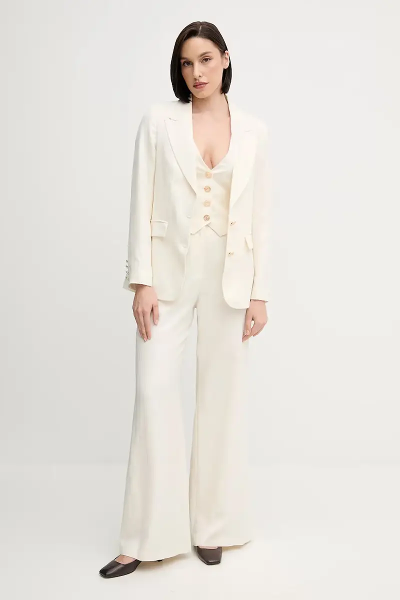 gilè con aggiunta di lino colore beige 511FD35007 miniatura 2