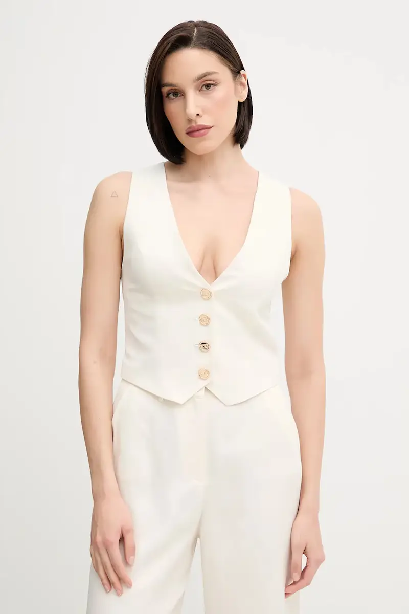 gilè con aggiunta di lino colore beige 511FD35007