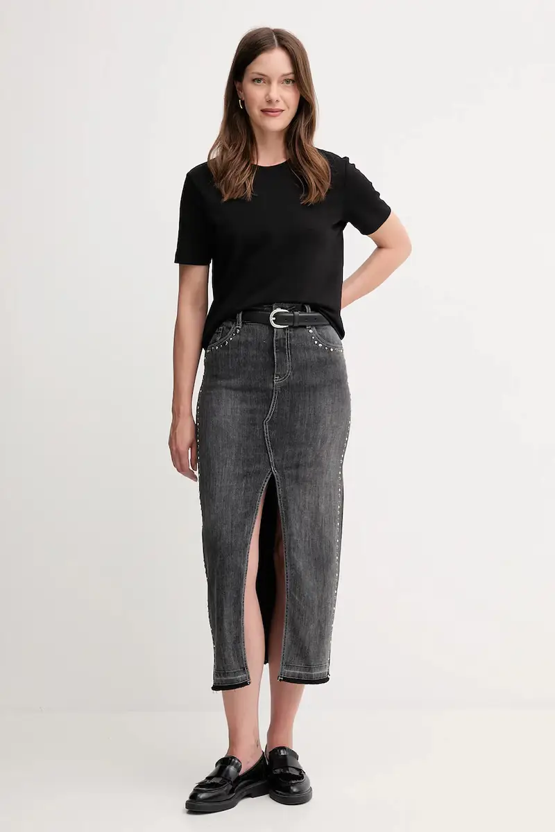 gonna di jeans colore grigio 521BD76004 miniatura 2