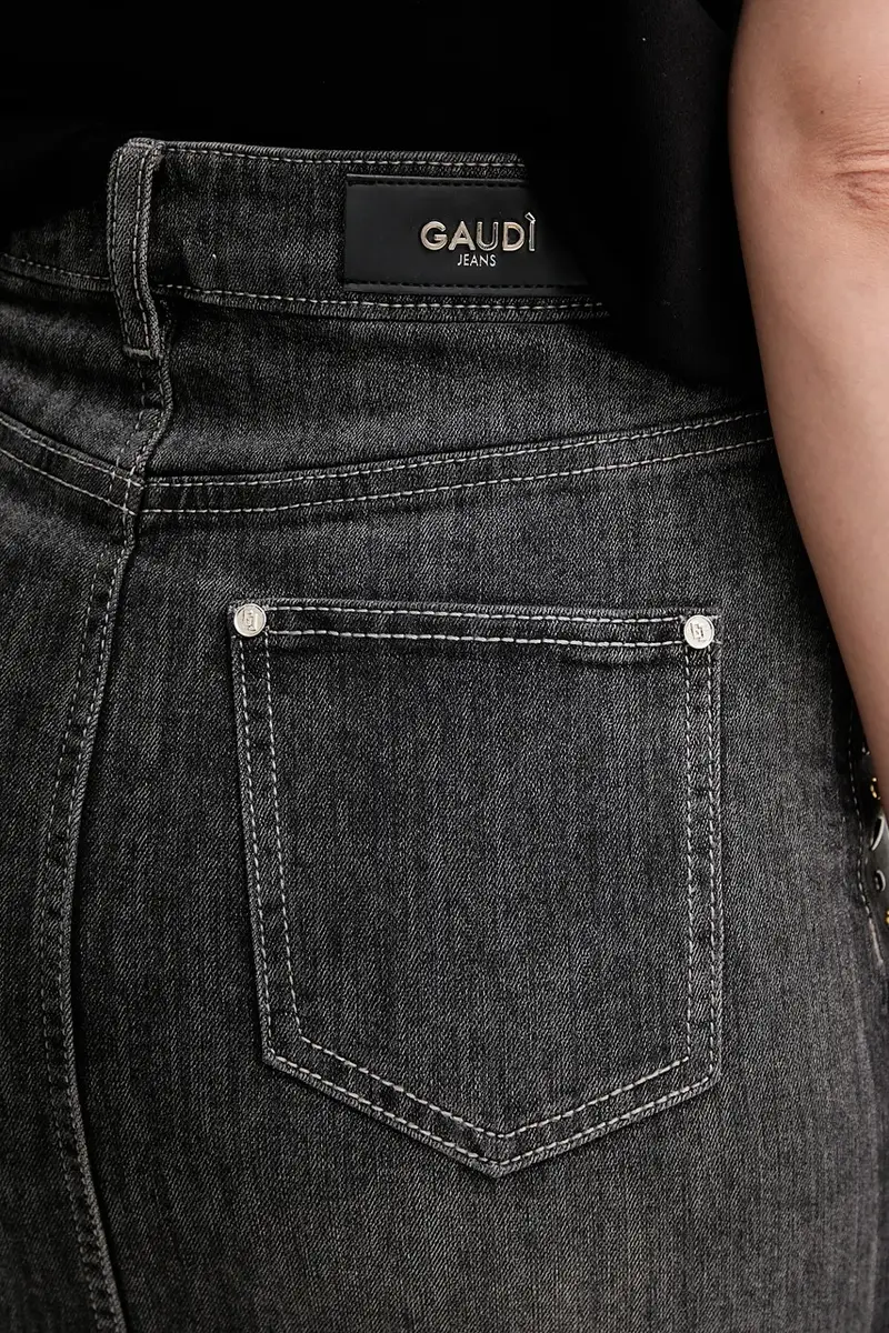 gonna di jeans colore grigio 521BD76004 miniatura 4