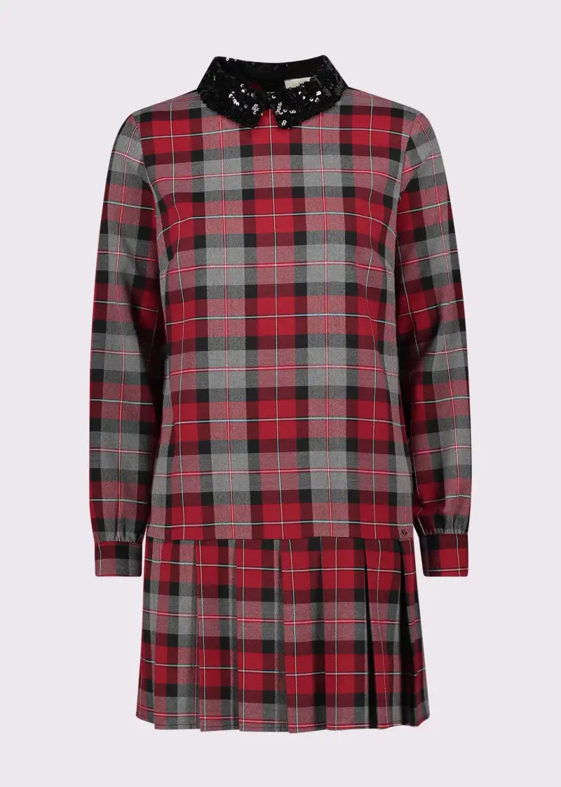 Jeans Abito da donna con motivo check e paillettes Multicolore