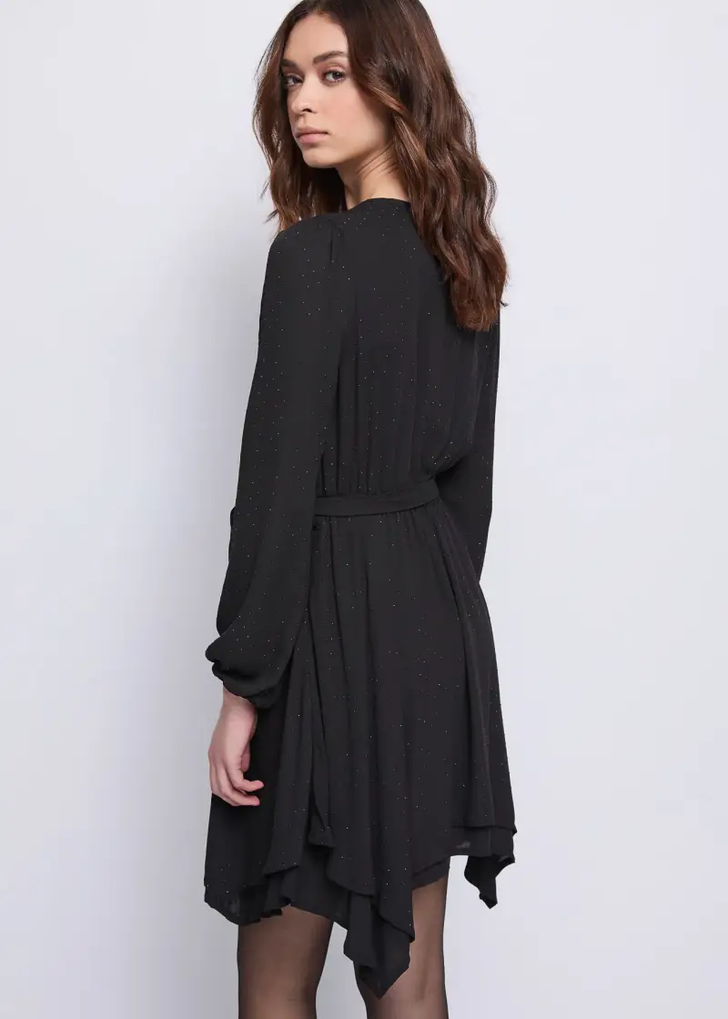 Jeans Abito da donna in georgette con cintura Nero miniatura 2